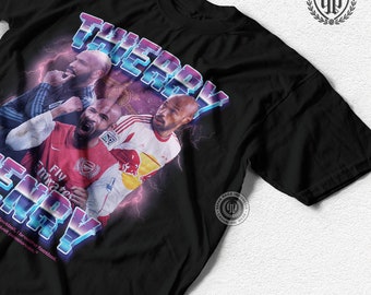 T-Shirt Tee Vintage 90s Bootleg Thierry Henry - Football T-Shirt Sepak Raga Casual