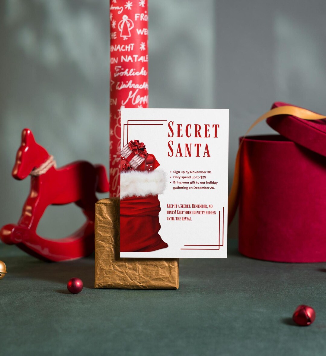 Editable Secret Santa Invitation Template Christmas Gift Exchange