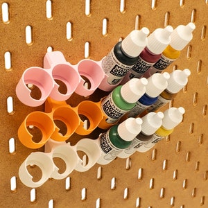 17mL/18mL Paint Display, Vallejo Storage, Paint Rack Holder | Angle SKADIS or 1/4&quot; pegboard, Miniature D&D Crafts, Dropper Bottle Christmas