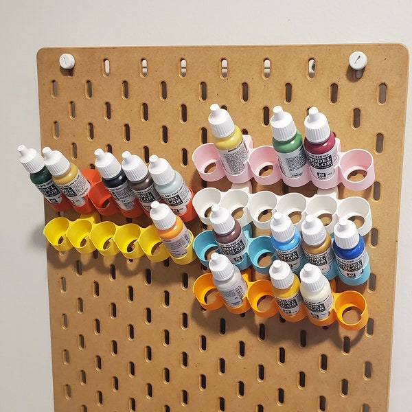 17/18mL Paint Display, Vallejo Storage, Paint Rack Holder | Angle SKADIS or 1/4" pegboard, Over 12 Colors!
