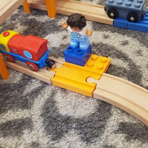 2x4 Duplo Station, Compatible with Wooden Tracks, Brio, Thomas, IKEA, Hape, Lillabo, Duplo Lego | Birthday, Christmas, Gift for kids
