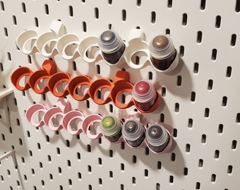 Citadel Paint Display, Angled Paint Rack Holder | SKADIS or 1/4&quot; pegboard Art Storage, Over 12 Colors!