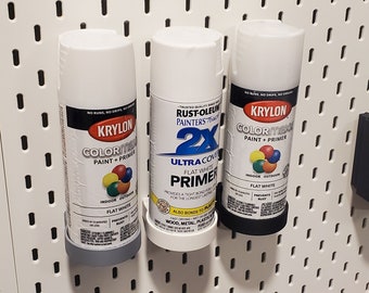 Rangement pour peinture en aérosol et hochets | Compatible avec les panneaux perforés SKADIS ou 1/4", plus de 12 couleurs ! | Boîtes de 67 mm de diamètre max.