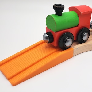 Wooden Train Ramps! From Floor to Tracks! Fits Brio, IKEA, Hape, Thomas and more! Ground to track adapter | Christmas Birthday Present