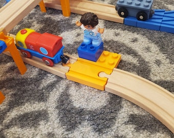 2x4 Duplo Station, Compatible with Wooden Tracks, Brio, Thomas, IKEA, Hape, Lillabo, Duplo Lego | Birthday, Christmas, Gift for kids