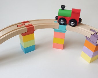 Set De 10 Conectores De Vía Para Tren De Madera, Adaptador Universal, Compatible Con Varias Marcas, Para Niños De 3 Años En Adelante