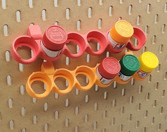 Pegboard Tamiya 10mL Paint Pot Display Holder | Paint Display, Angled Paint Rack Holder | SKADIS or 1/4" pegboard Accessory Art Storage