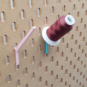 10pk 3&quot; Angle Spool Hook, IKEA SKADIS Pegboard Accessories | Cone Thread, Gutermann, Embroidery Organization, Sewing Storage, 1/4&quot;, Crochet