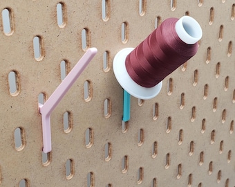10pk 3" Angle Spool Hook, IKEA SKADIS Pegboard Accessories | Cone Thread, Gutermann, Embroidery Organization, Sewing Storage, 1/4", Crochet