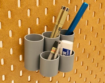 5 Circle Short Pegboard Storage Organizer, Pen Holder, Marker Organization, IKEA SKADIS Accessories or 1/4" Pegboard, Desk Organizer