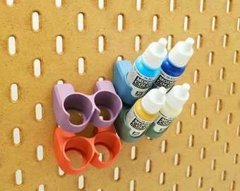 17/18mL Paint Display, 2Paint Holder, Vallejo Storage, Paint Rack Holder | Angle SKADIS or 1/4" pegboard, Over 12 Colors!