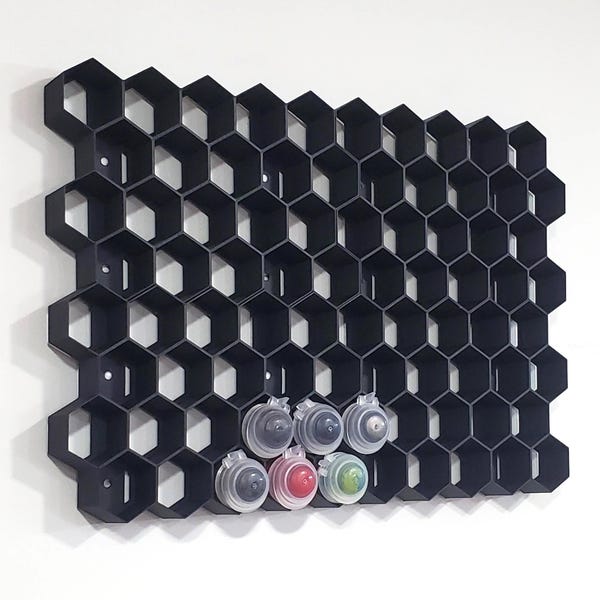 Hex Wall-Mount Paint Dropper Holder for Citadel Pots, Max 32mm, Hobby Paint Rack Organizer for Miniatures, Gifts for D&D Painters, Christmas