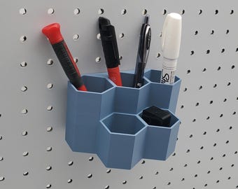 5 Cup Hex Storage Container Paintbrushes, Marker Holder, Desktop Organization | 1/4" Pegboard Accessories, IKEA SKADIS Bins, Trays