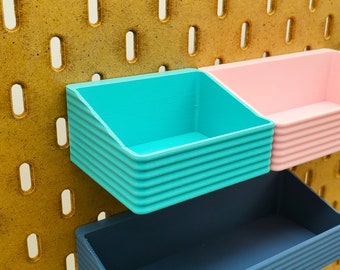 Pegboard Storage Bins, Horizontally Striped, Cup Containers for IKEA SKADIS and 1/4 Pegboard, 12 sizes, And over 12 Colors!