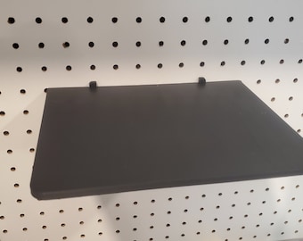 Shelf for 1/4" Pegboard, 9 Sizes! Storage Platforms, Over 12 Colors! Large, Strong Shelves, Engineered for any pegboard thickness.