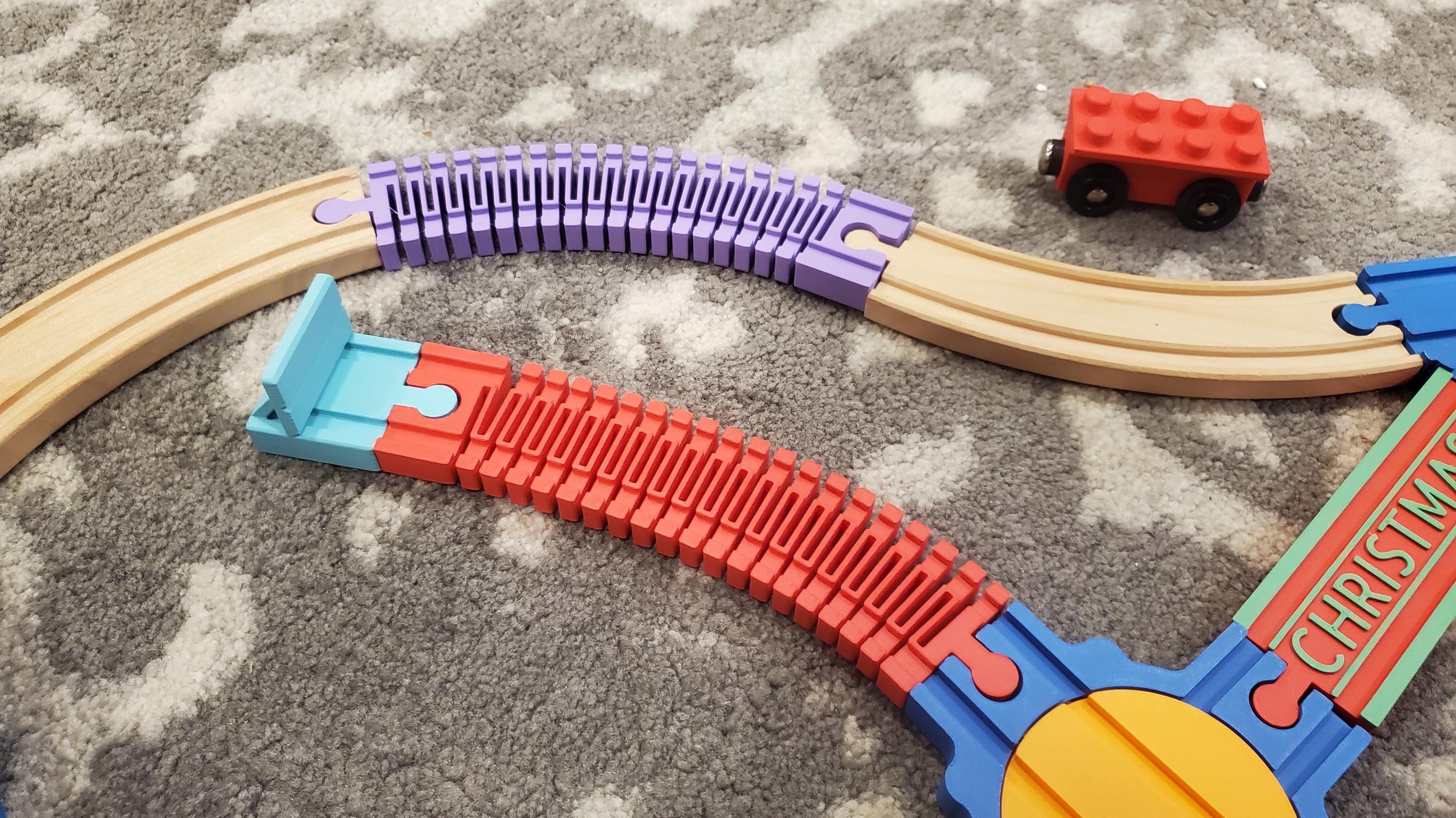 Aguja Desmontable Para Tren De Madera – Compatible Con BRIO Y Otras Marcas, Curva A La Derecha, Impresión 3D En Francia, Para Niños +3 Años