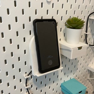 SKADIS Wireless Phone Charger | IKEA SKADIS Phone Holder/Charger, 1/4&quot; Pegboard Accessories. Home Office, Remote Work, Electronics Storage