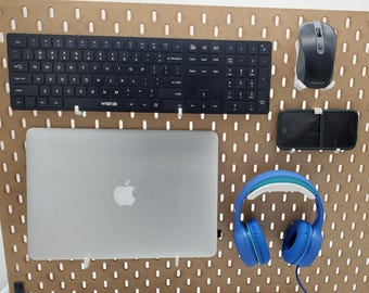 Home Office Electronics Pegboard Kit | SKADIS or 1/4" Compatible, Gift for dad, gamers holder, IKEA pegboard storage