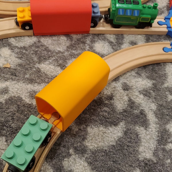 Single Tunnel for Wooden Train Tracks | Compatible with Brio, IKEA, Hape, Thomas, Lillabo and more! Perfect Gift for Montessori Learning