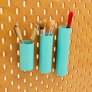 Ikea SKADIS Bins, Zip-tie, Paint-brush, Pencil Storage, Cylindrical Holder | SKADIS or 1/4&quot; Pegboard Compatible Trays, Organization Gift