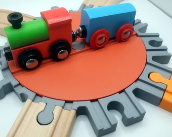 Wooden Train Large Turntable, Fits Brio, IKEA, and More! 140mm