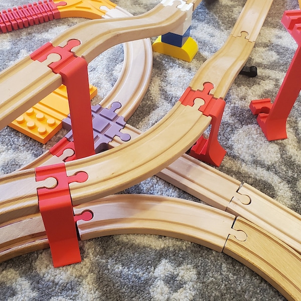 Train Track Supports, Sky Risers Sets, Compatible with Wooden Tracks, Brio, Thomas, IKEA, Hape, Lillabo, Duplo Lego | Birthday, Christmas