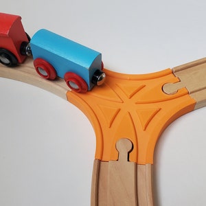 3-way Wooden Train Coupling 120 Degree Track Adapter, Fits Brio, IKEA, and more!