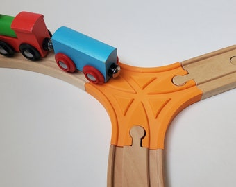 3-way Wooden Train Coupling 120 Degree Track Adapter, Fits Brio, IKEA, and more!