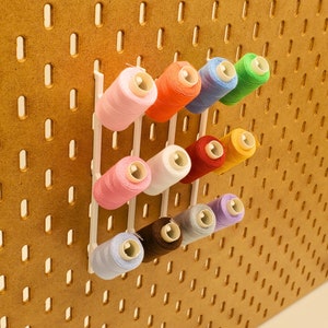 3 Thread Display, IKEA SKADIS Pegboard, Each Hook Holds 3 Spools *Max 47mm*, Spool, Yarn Organization, Crafting Sewing Accessories, 1/4&quot;