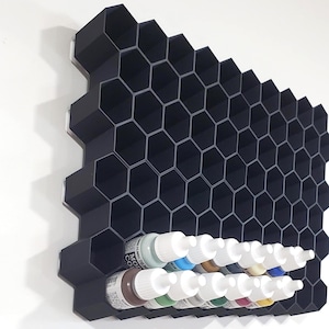 Hex Wall-Mount Paint Dropper Holder for 17ml/18ml, 24mm Bottles, Fits Vallejo, Army Painter - Hobby Paint Rack Organizer for Miniatures