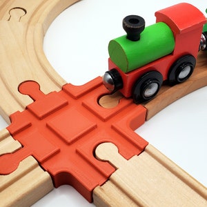 Wooden Train 4-way 90 Degree  Intersection, Fits Brio, IKEA, and more! Christmas present for son or daughter. Toys for play