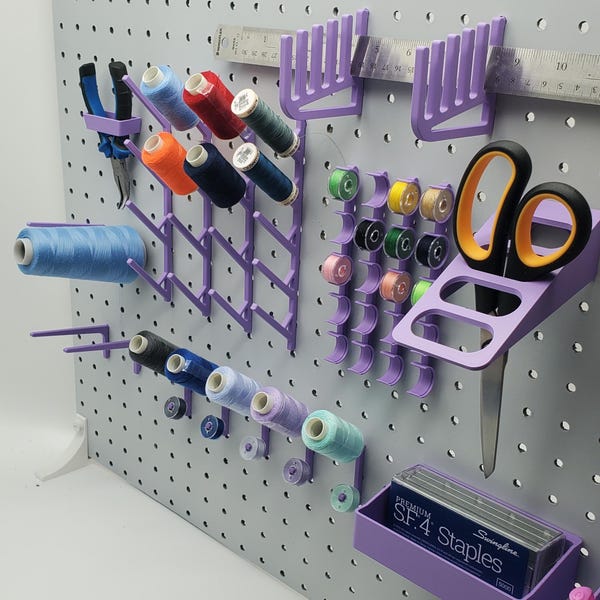 Sewing Pegboard Accessories Kit, Medium | 1/4" or IKEA SKADIS Accessories, Present for Sewers, Mothers, Daughters | Thread, Scissor Storage