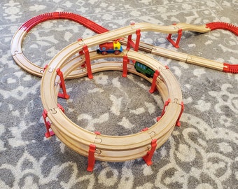 Tren Montaña Espiral, Compatible con Vías de Madera, Brio, Thomas, IKEA, Hape, Lillabo / 2, 3, 4 Niveles, Cumpleaños, Navidad, Regalo para niños