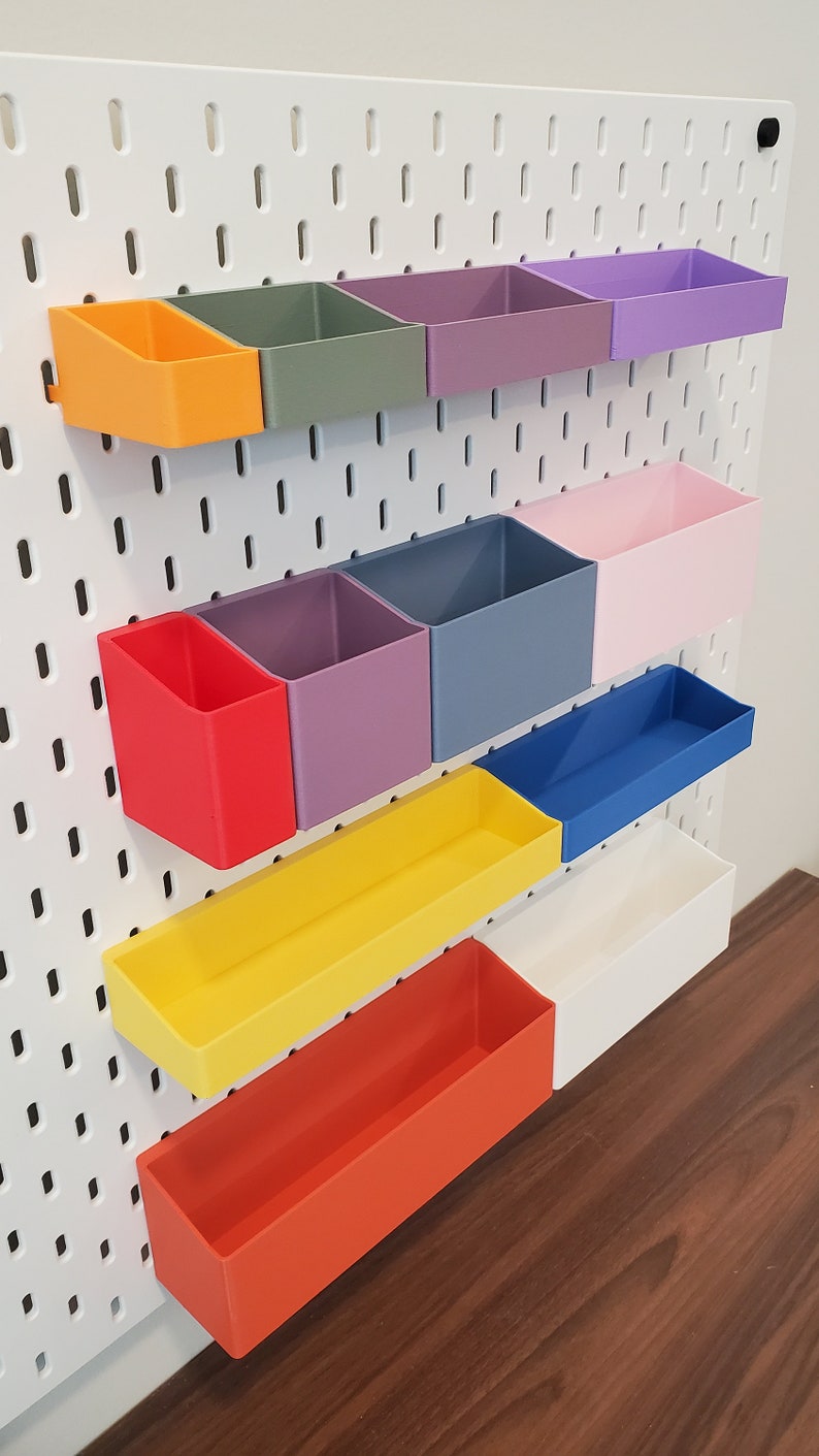 SKADIS Storage Bins, Cup Containers for IKEA SKADIS and 1/4 Pegboard, 12 sizes, And over 12 Colors image 3