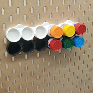 Pegboard Tamiya 10mL Paint Pot Compact Holder | Paint Display, Angled Paint Rack Holder | SKADIS or 1/4&quot; pegboard Accessory Art Storage