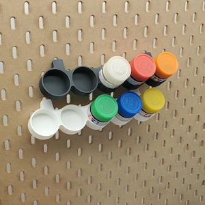 IKEA SKADIS Tamiya 23mL Paint Pot Holder | Paint Display, Angled Paint Rack Holder | SKADIS or 1/4&quot; pegboard Accessory Art Storage