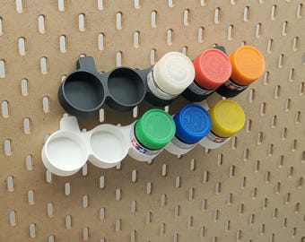 IKEA SKADIS Tamiya 23mL Paint Pot Holder | Paint Display, Angled Paint Rack Holder | SKADIS or 1/4" pegboard Accessory Art Storage
