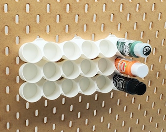 59mL/2oz Craft Paint Storage | Angled SKADIS or 1/4" pegboard, Compatible with DecoArt, FolkArt, Apple Barrel, and other 36mm bottles!