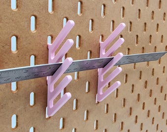 Opberghouder voor liniaal | Quilten, architectuur, tekenen | SKADIS ophangbordaccessoire | Set van twee | Cadeau-organisatie knutselruimte
