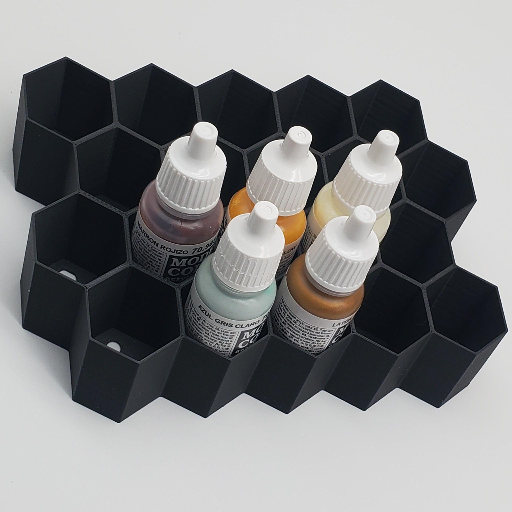 Hex Wall-mount Paint Dropper Holder for 17ml/18ml, 24mm Bottles