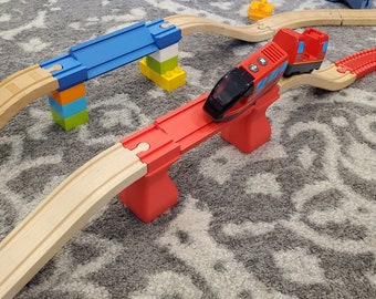 Falling Train Bridge! De-railment bridge, Duplo Compatible, Fits Brio, IKEA, Hape and more! Kid, Grandkid Present for Birthdays, Christmas