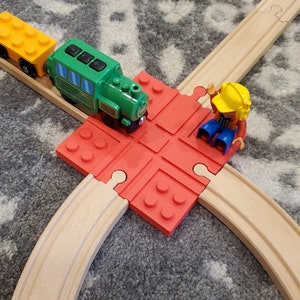 4-Way Duplo Train Station, Compatible with Wooden Tracks, Brio, Thomas, IKEA, Hape, Lillabo, Duplo Lego | Birthday, Christmas, Gift for kids