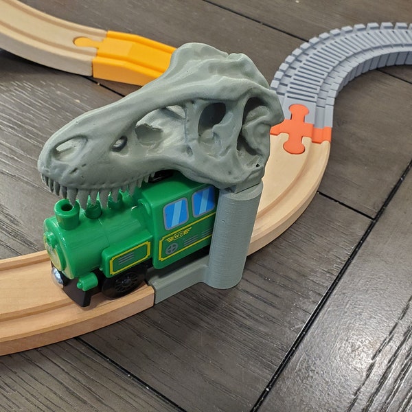 T-Rex Tunnel for Wooden Train Tracks! Dino Run,  Dinosaur and Train gift, Fits Brio, IKEA, Hape, and more!