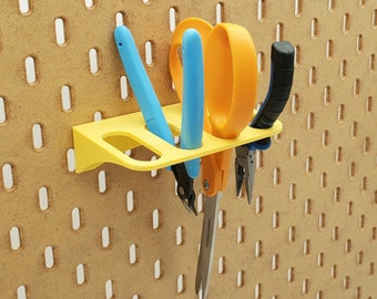 4 Slot Horizontal Scissors/Plier Holder | Tool Storage for Snips, Shears, Cutters, Clippers. IKEA SKADIS Pegboard Compatible! Gift for Her