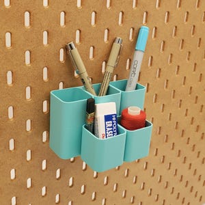 5 Cup Rectangle Storage Container Organizer for Pens/Pencils/Markers and Other Utensils! SKADIS and 1/4&quot; Pegboard Accessory Organization