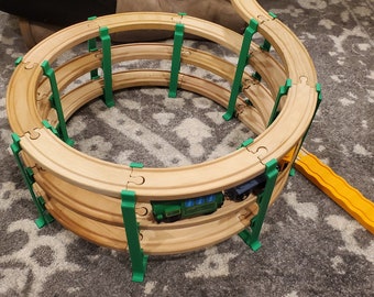 Train Spiral Supports, Compatible with Wooden Tracks, Brio, Thomas, IKEA, Hape, Lillabo,  | Birthday, Christmas, Gift for Grandkids