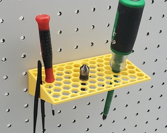 Hexagon Precision Screwdriver Holder | Compatible with 1/4" Pegboard Accessory! Hobby Electronic Organization, Gift for Him, Sewing Storage