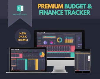 EXCEL DARK THEME Premium budget- en financiële tracker | Budgetspreadsheet | Tracker opslaan | Budgetteringstracker | Financiële tracker | Schuldentracker