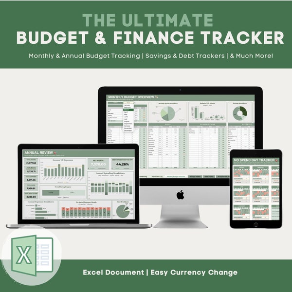 EXCEL Ultimativer BUDGET & FINANZEN Verfolger | Haushaltskalkulation | Spar-Tracker | Budget-Tracker | Personalausweis | Schuld-Tracker | Gutschrift