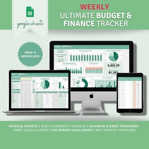WEEKLY BUDGET & FINANCE Tracker | Budget Spreadsheet | Saving Tracker | Budgeting Tracker | Finance Tracker | Debt Tracker | Google Sheets